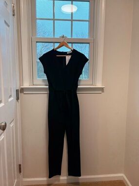 In Bloom Black Cap-Sleeve Tie-Waist Jumpsuit